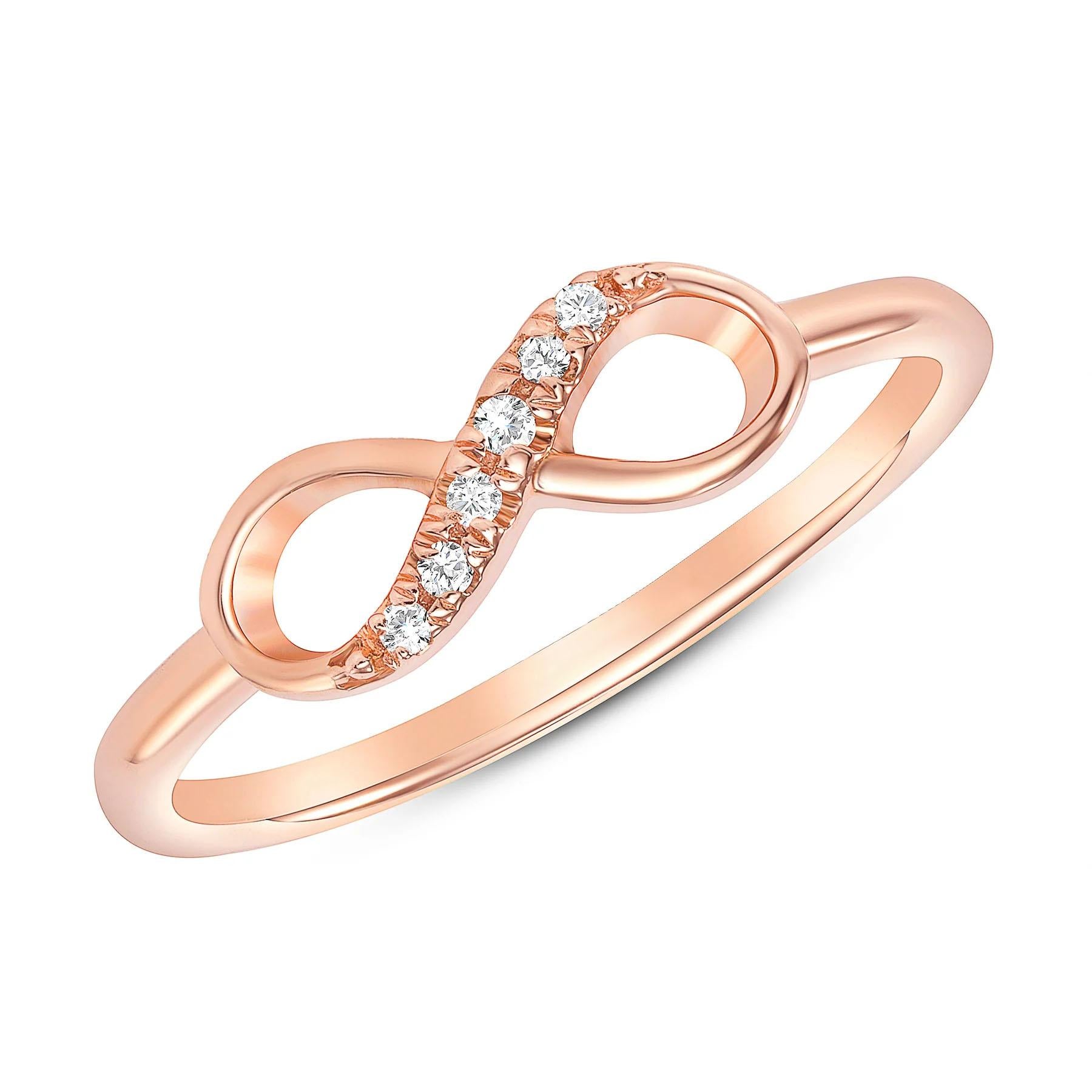 For Sale:  Round Diamond 14K Gold Infinity Pave Set Fashion Ring 4