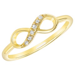 Round Diamond 14K Gold Infinity Pave Set Fashion Ring