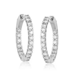 Round Diamond 14K (or 18k upon request) Gold Charm Hoops Earrings