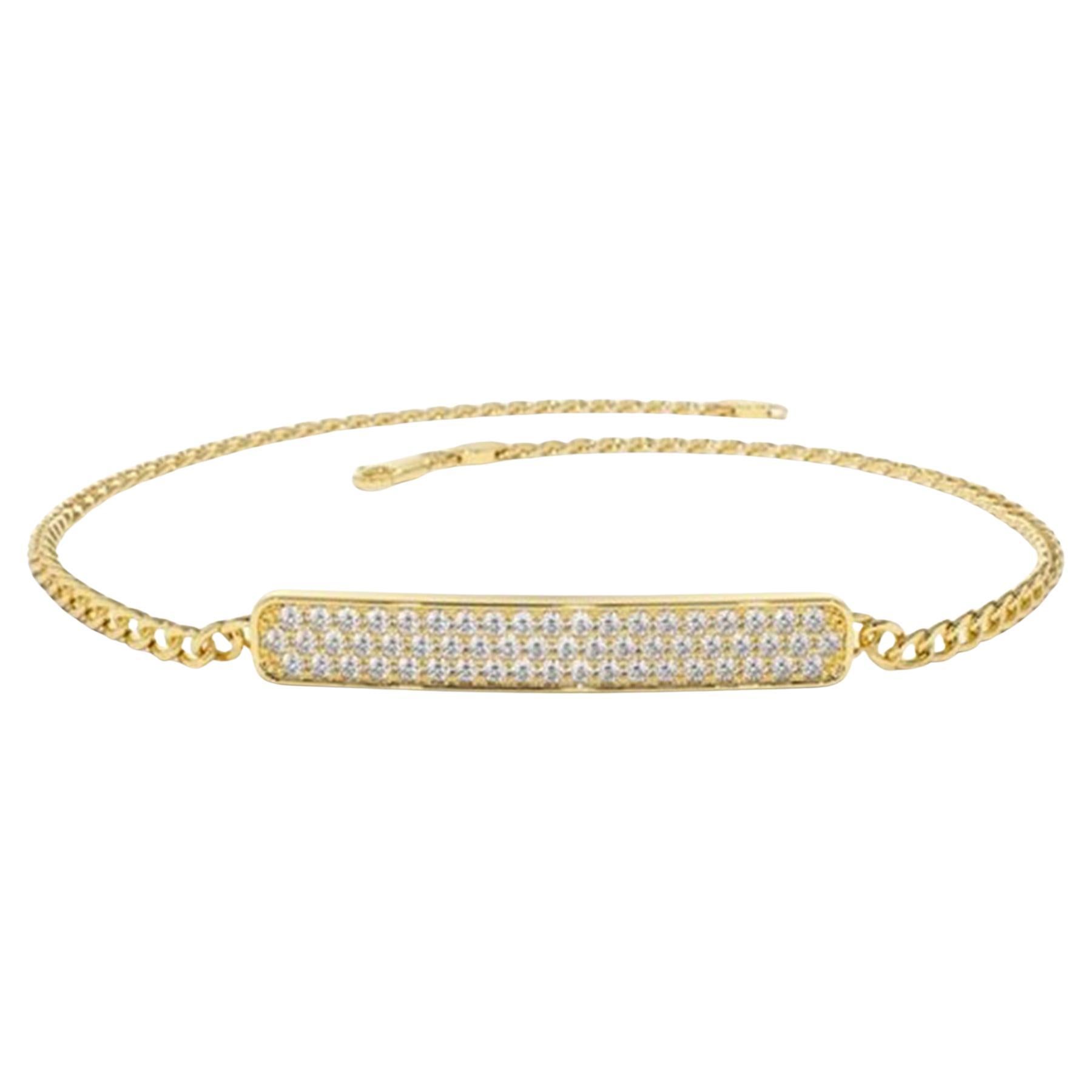 Round Diamond 14K (or 18k upon request) Yellow Gold Bar Diamond Bracelet