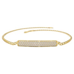 Round Diamond 14K (or 18k upon request) Yellow Gold Bar Diamond Bracelet