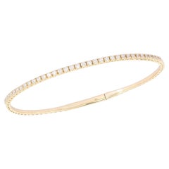 Round Diamond 14K (or 18k upon request) Yellow Gold Thin Tennis Bangle Bracelet