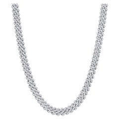 Round Diamond 14K White Gold Cuban Link Necklace