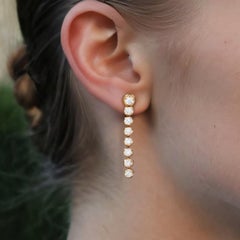 0.91ct Round Diamond 14K Gold Linear Drop Earrings