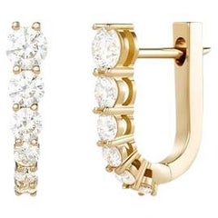 Round Diamond 14K Yellow Gold Mini Hoop Earrings