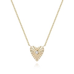 Collier cœur en or jaune 14 carats avec diamants ronds