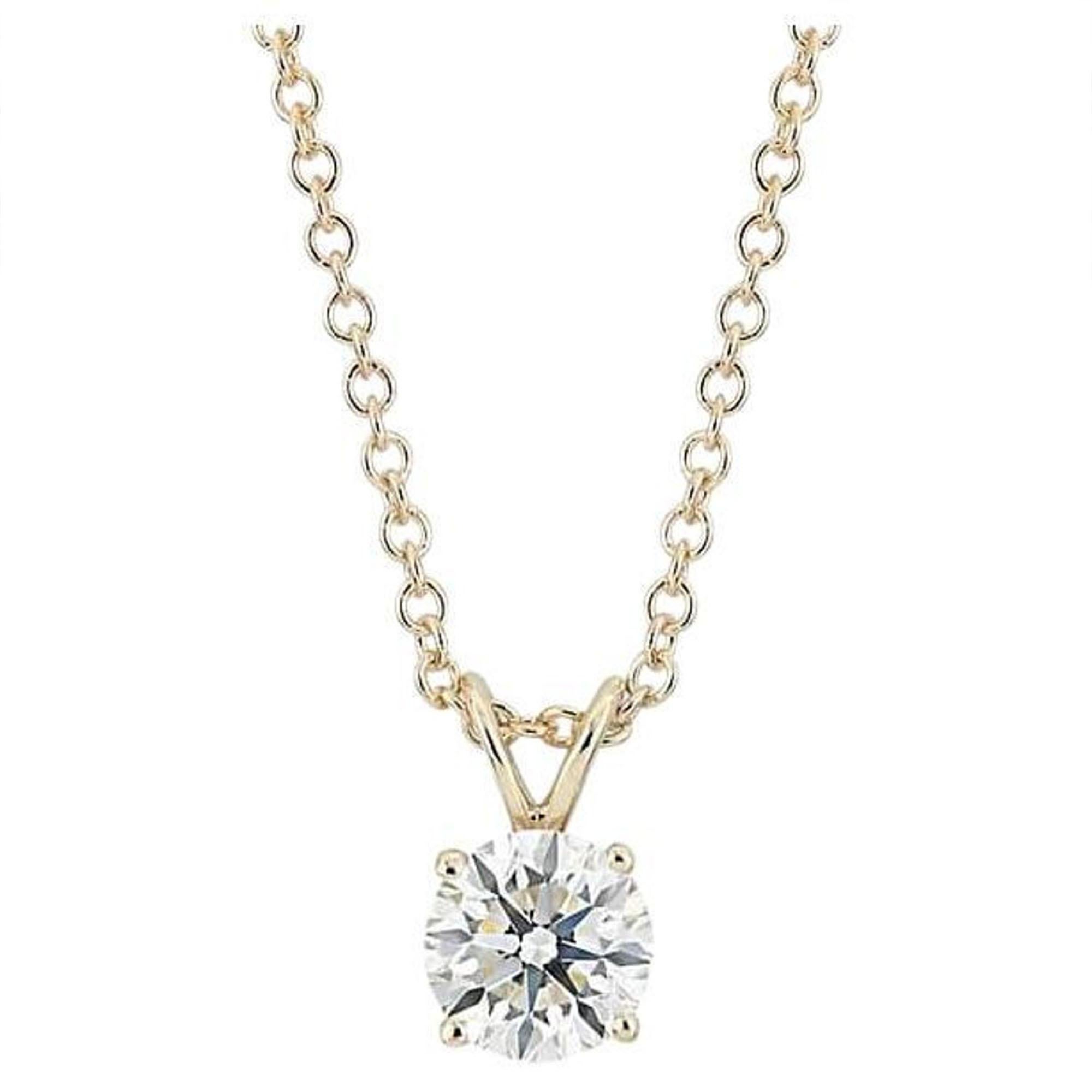 Collana con diamante rotondo in oro giallo 14K