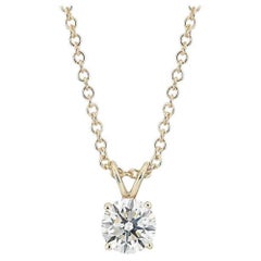 Collana con diamante rotondo in oro giallo 14K
