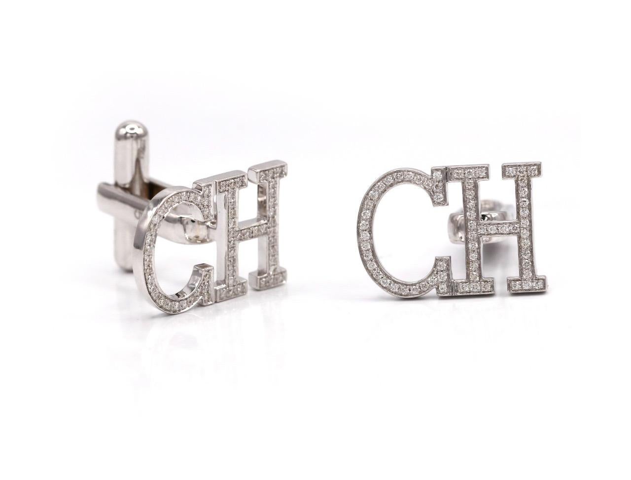 Trendy and versatile; this piece is handcrafted in solid 18K White Gold and set with ethnically-sourced white diamonds. Cufflinks is an essential accessory for the classy style. White gold and diamonds is a timeless fashionable combination which