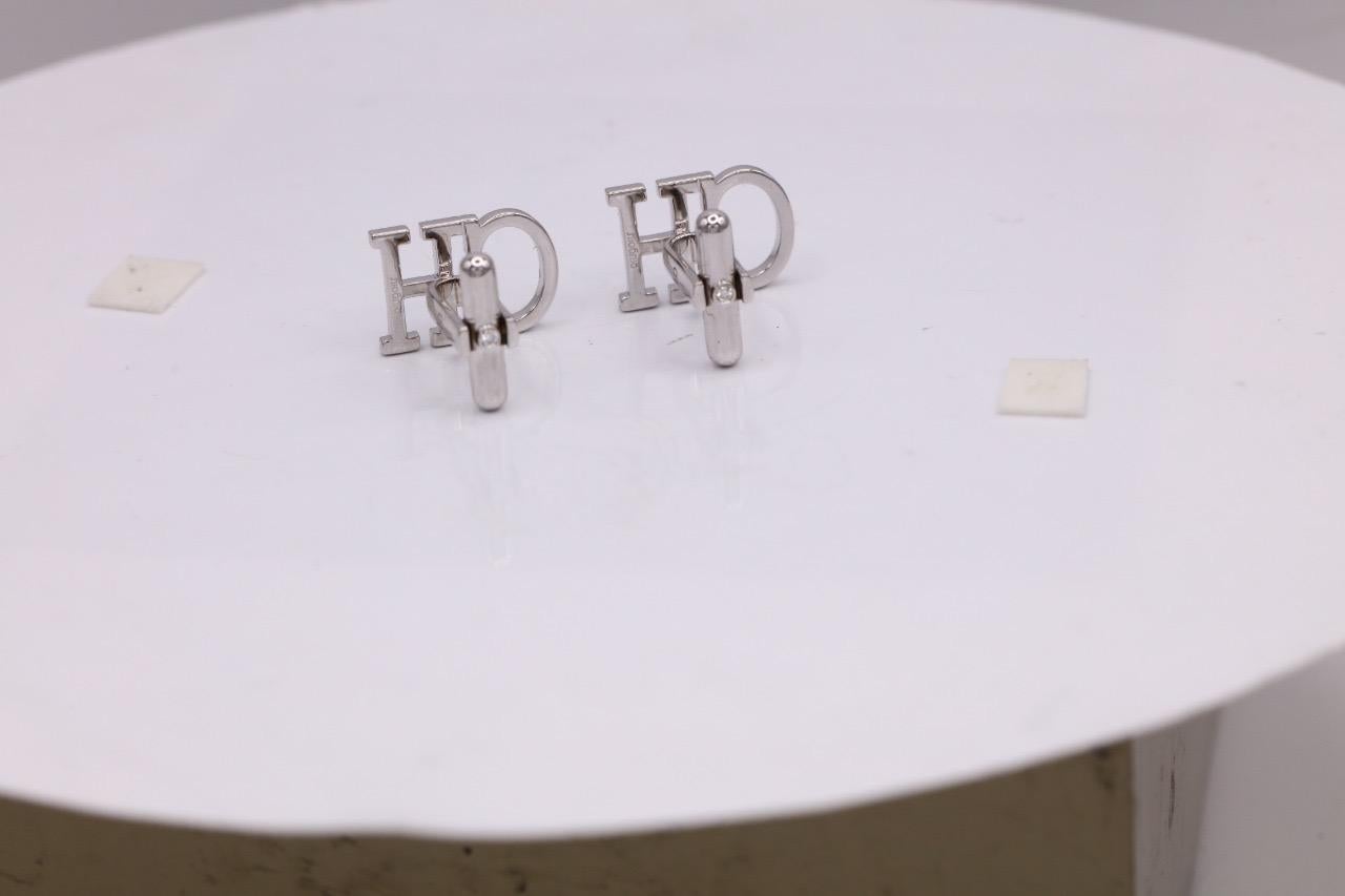 Round Diamond 18 K White Gold Customized Cufflinks In New Condition For Sale In Montreux, VD