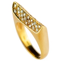 Runder runder Diamant 18 Karat Gelbgold Halb Quadrat Band Handgefertigter Deko-Cocktailring