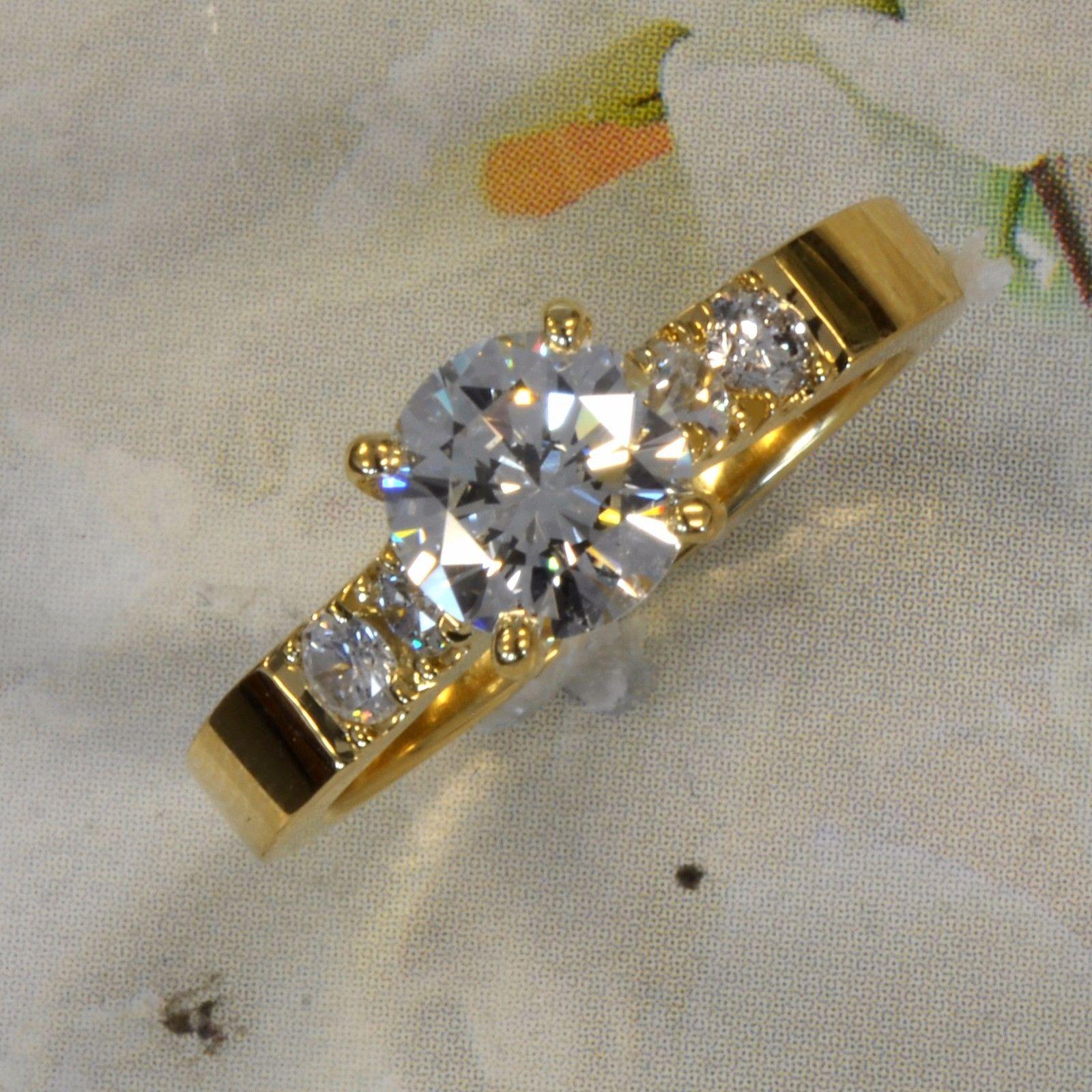 Modern Round Diamond 18 Karat Yellow Ring 1.00 Carat Center with Side Diamonds For Sale