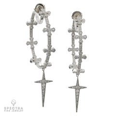 Spectra Fine Jewelry Diamond Gold Hoop Earrings with Crosses