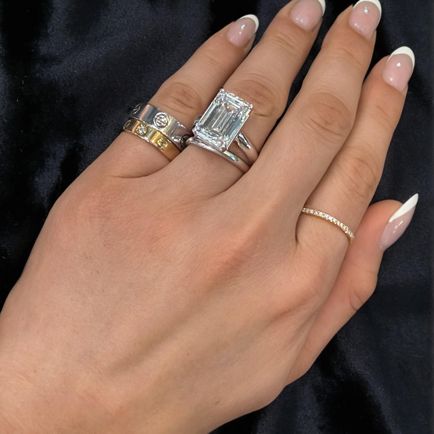 For Sale:  Round Diamond 18K White Gold Love Band Ring 3