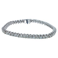 Round Diamond 6 Carat Tennis Line Classic Fashion 14 Karat White Gold Bracelet