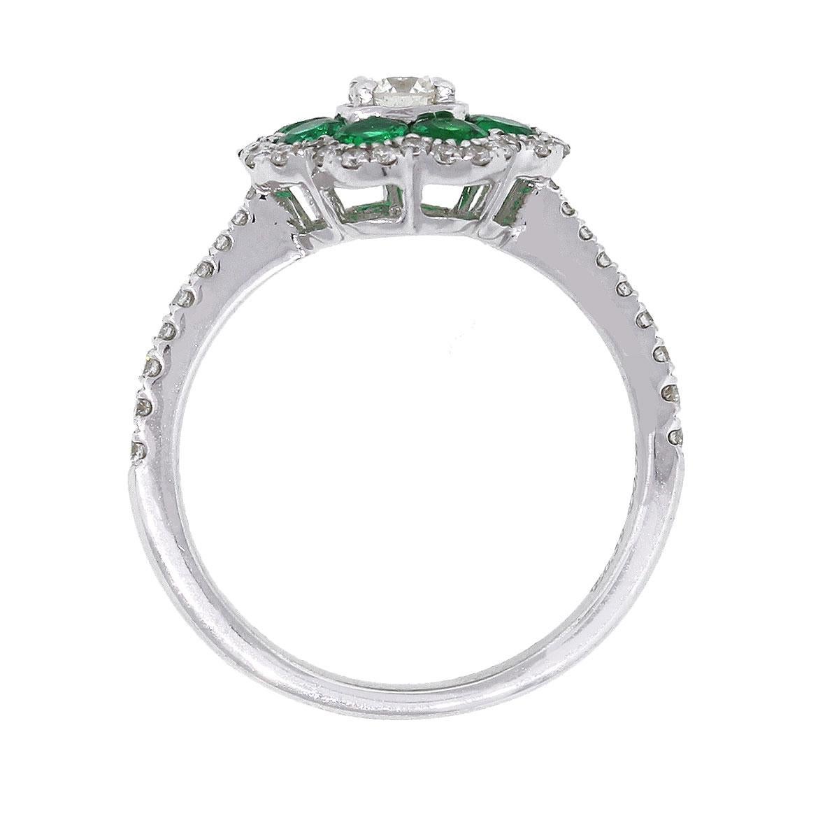 emerald and diamond flower ring