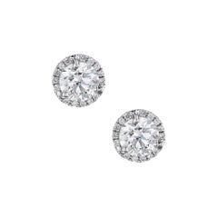 Round Diamond and Pave Stud Earrings