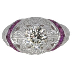 Round Diamond and Ruby Filigree Cocktail Ring