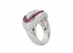 Round Diamond and Ruby Halo Art Deco Style Target Ring
