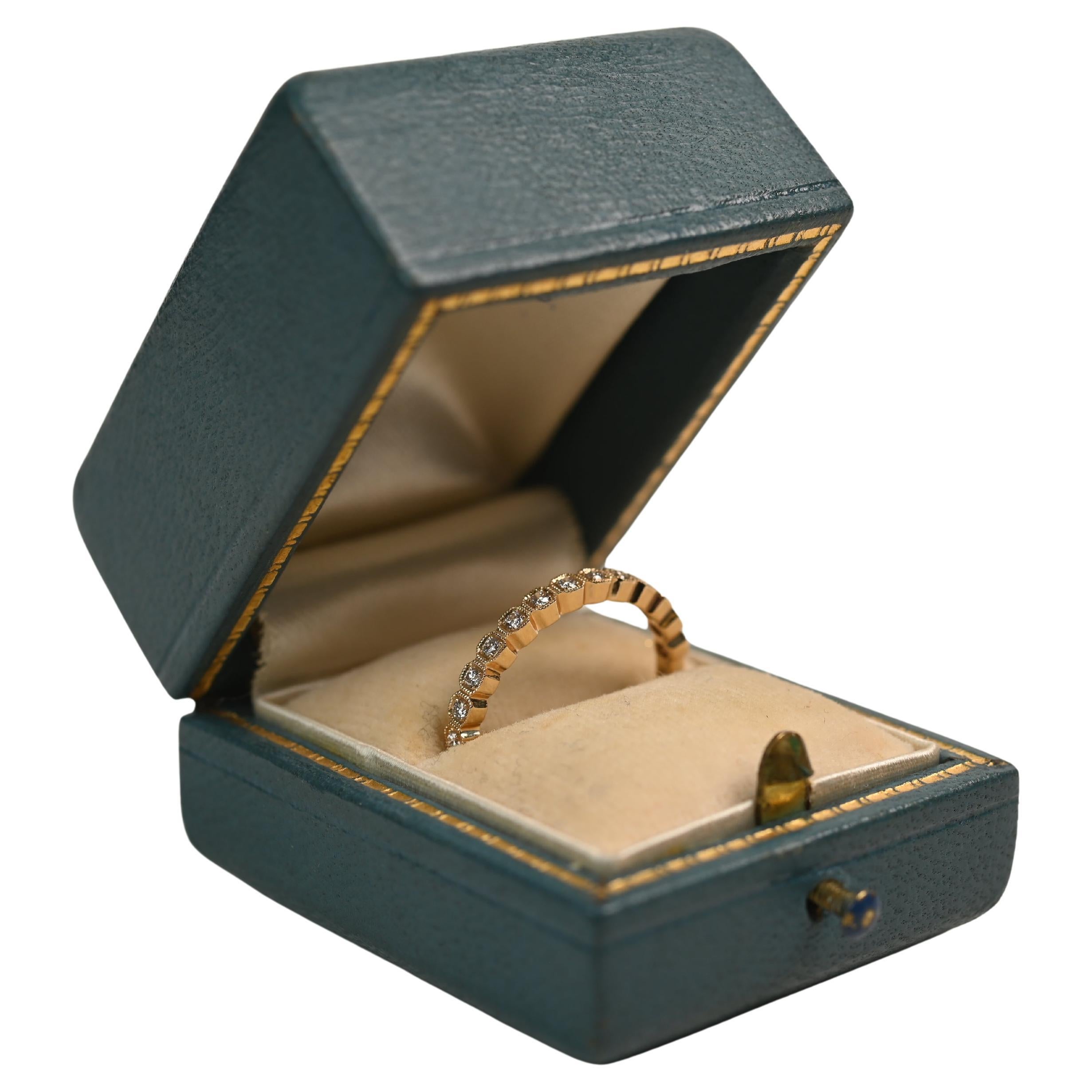 Half Eternity Brilliant Cut Diamond Band. 0.10ct Wedding Ring 14k Yellow Gold