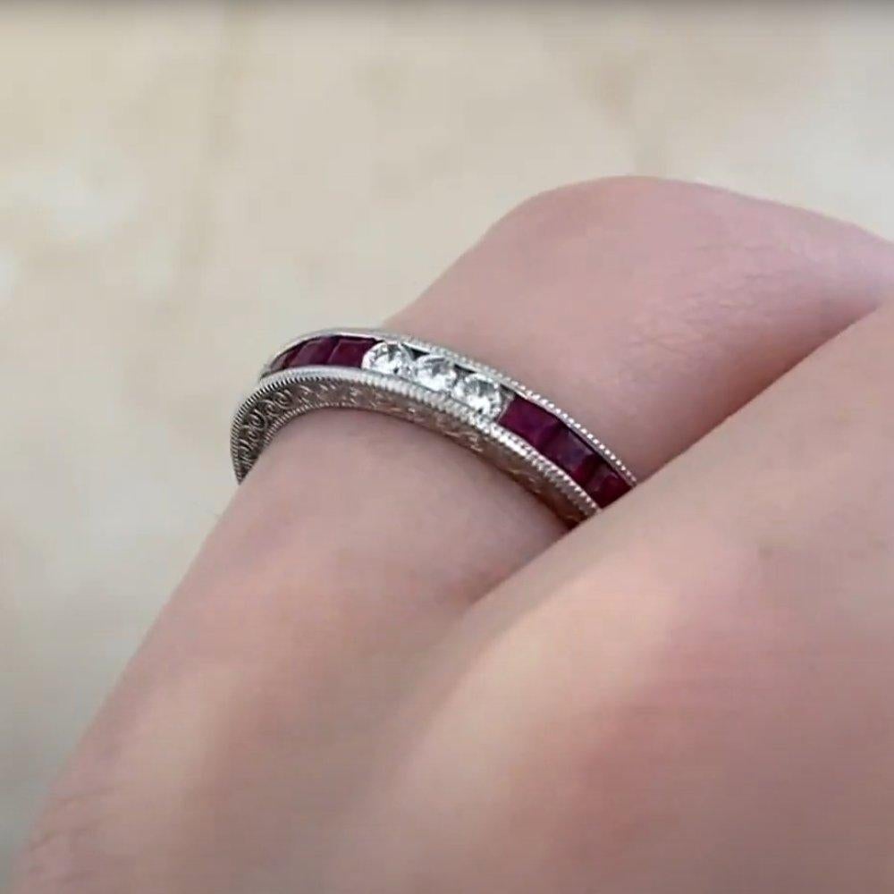 Eternity-Ring, runder Diamant ( ca. 0,50 Karat) und Rubin ( ca. 0,90 Karat) (Rundschliff) im Angebot