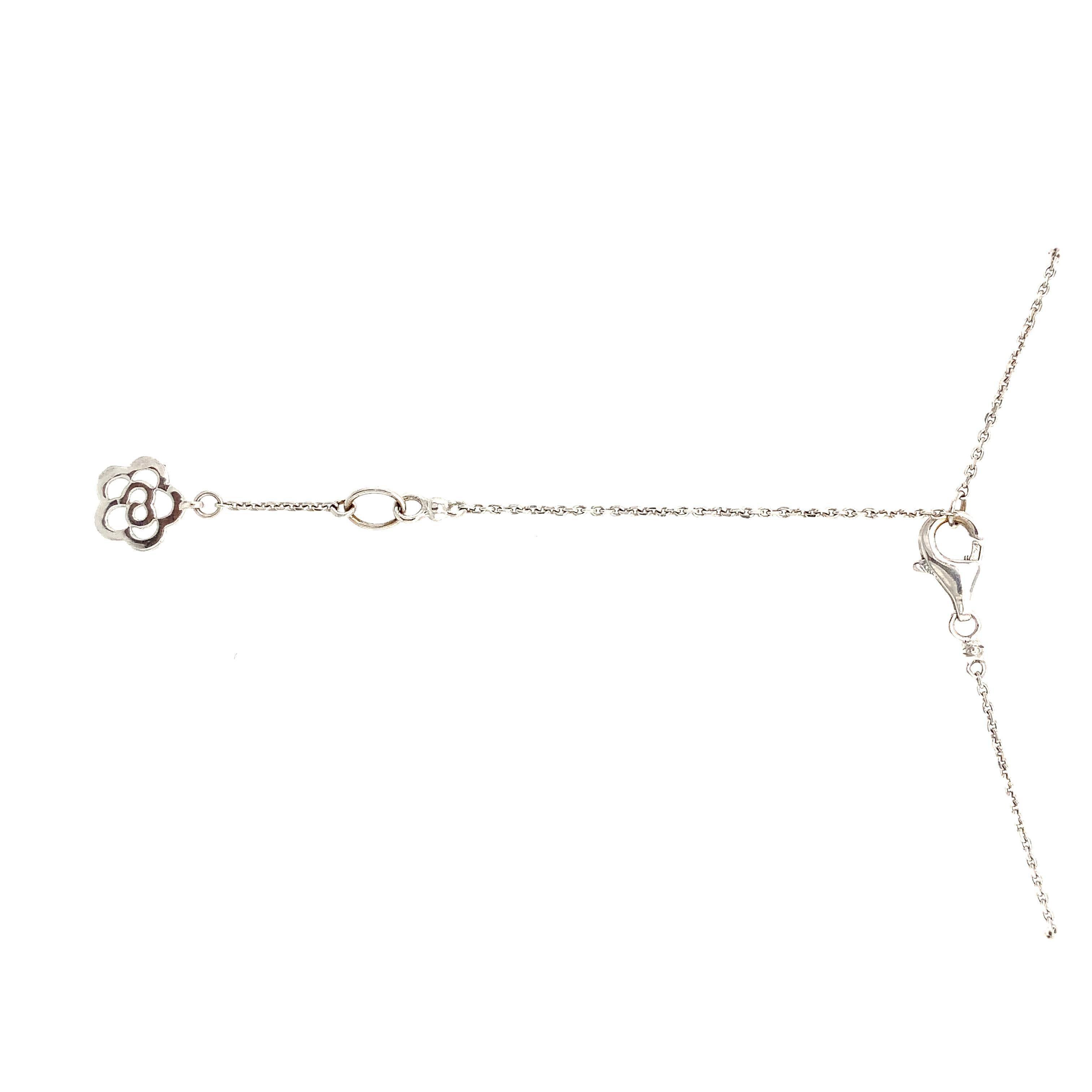 Collana con diamanti rotondi art déco a goccia in oro bianco 18 carati in vendita 1