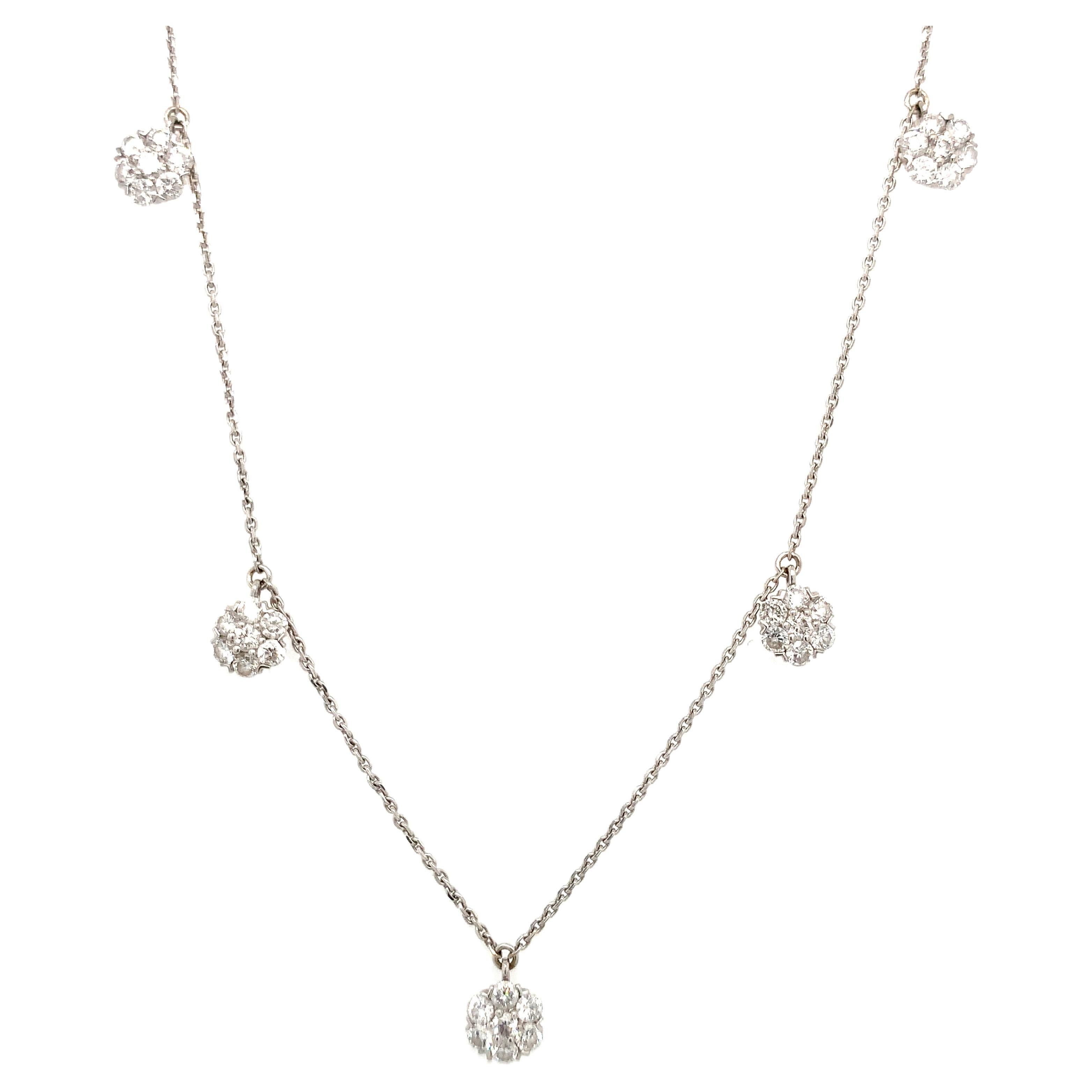 Collier pendant art déco en or blanc 18 carats avec diamants ronds