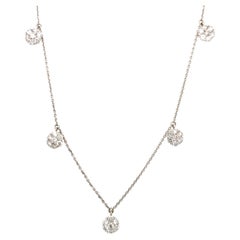 Collier pendant art déco en or blanc 18 carats avec diamants ronds