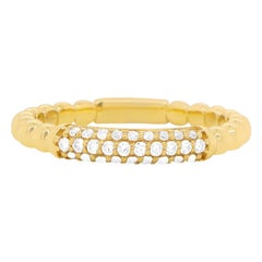Round Diamond Ball Bead Stackable Band Ring 14K Yellow Gold Modern Fashion