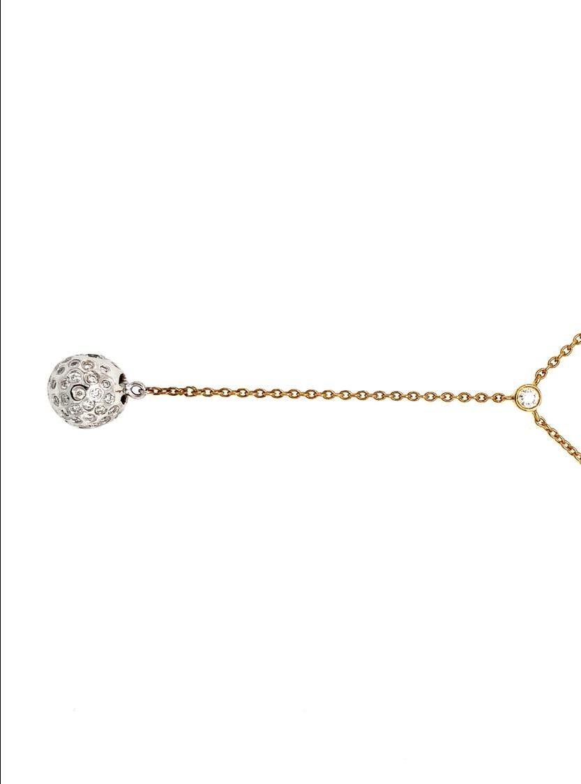 Round diamond ball drop long pendant necklace 18k yellow gold In New Condition For Sale In London, GB
