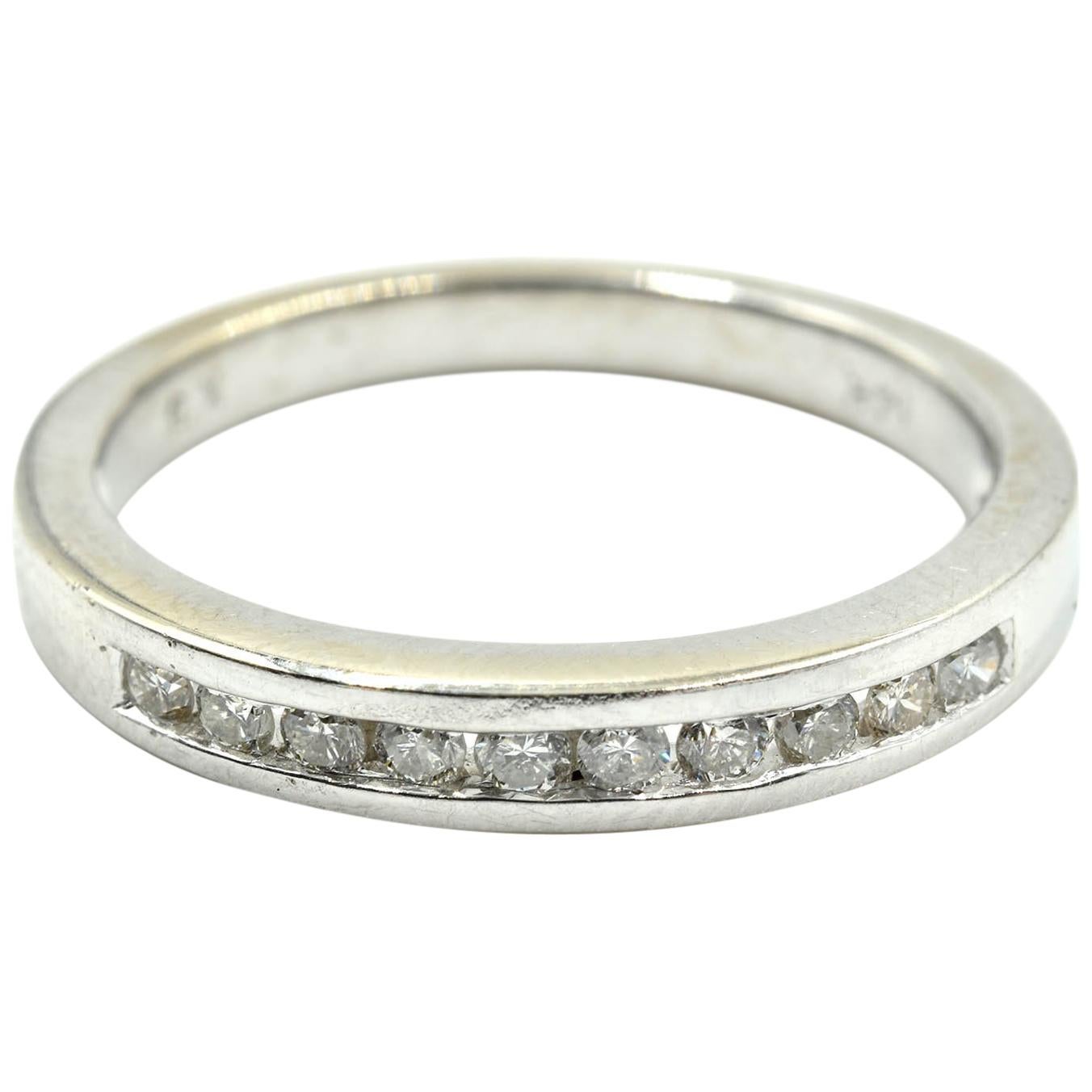 Round Diamond Band 14 Karat White Gold