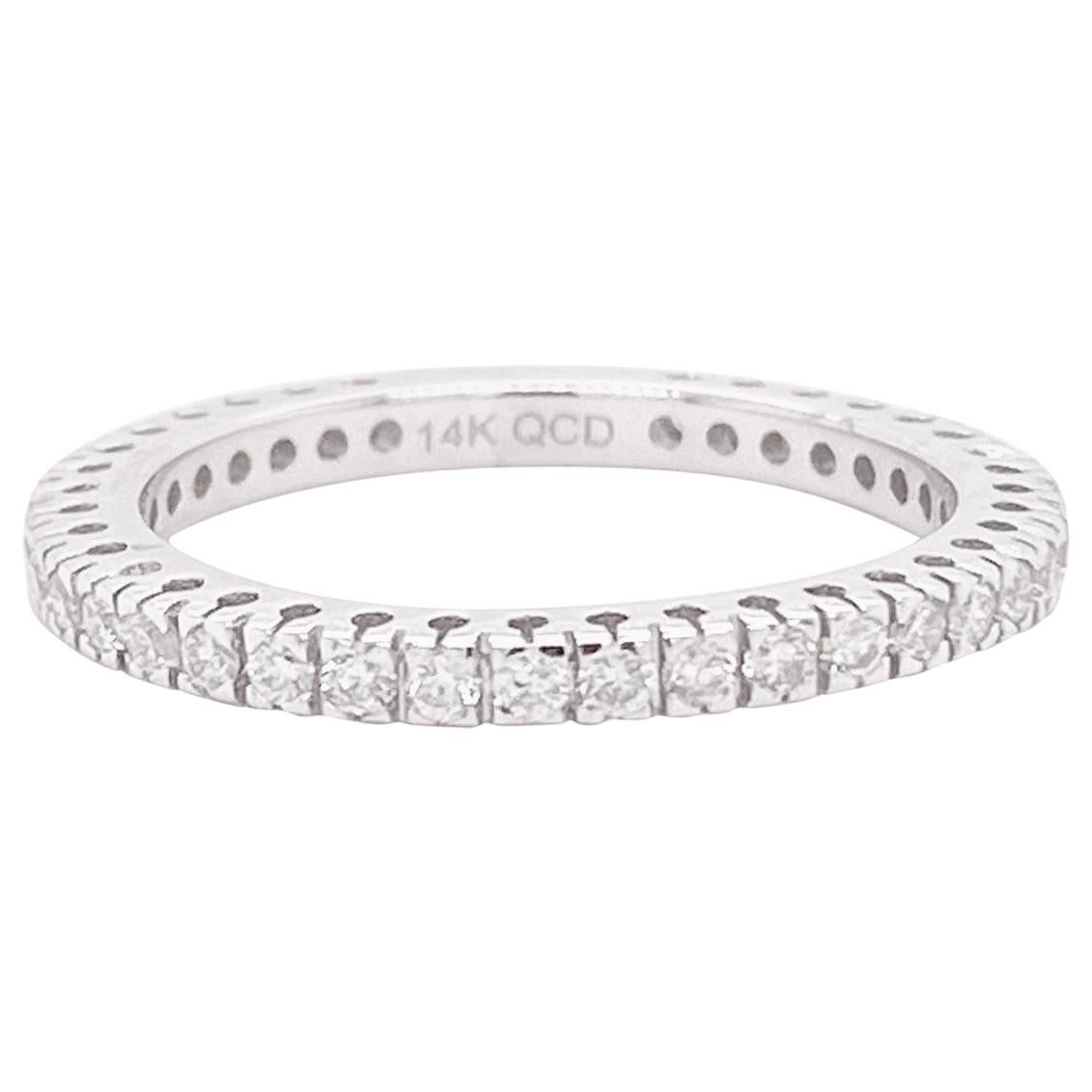 White Gold 0.60ct Diamond Interlocking Wedding / Stack Band Ring Set