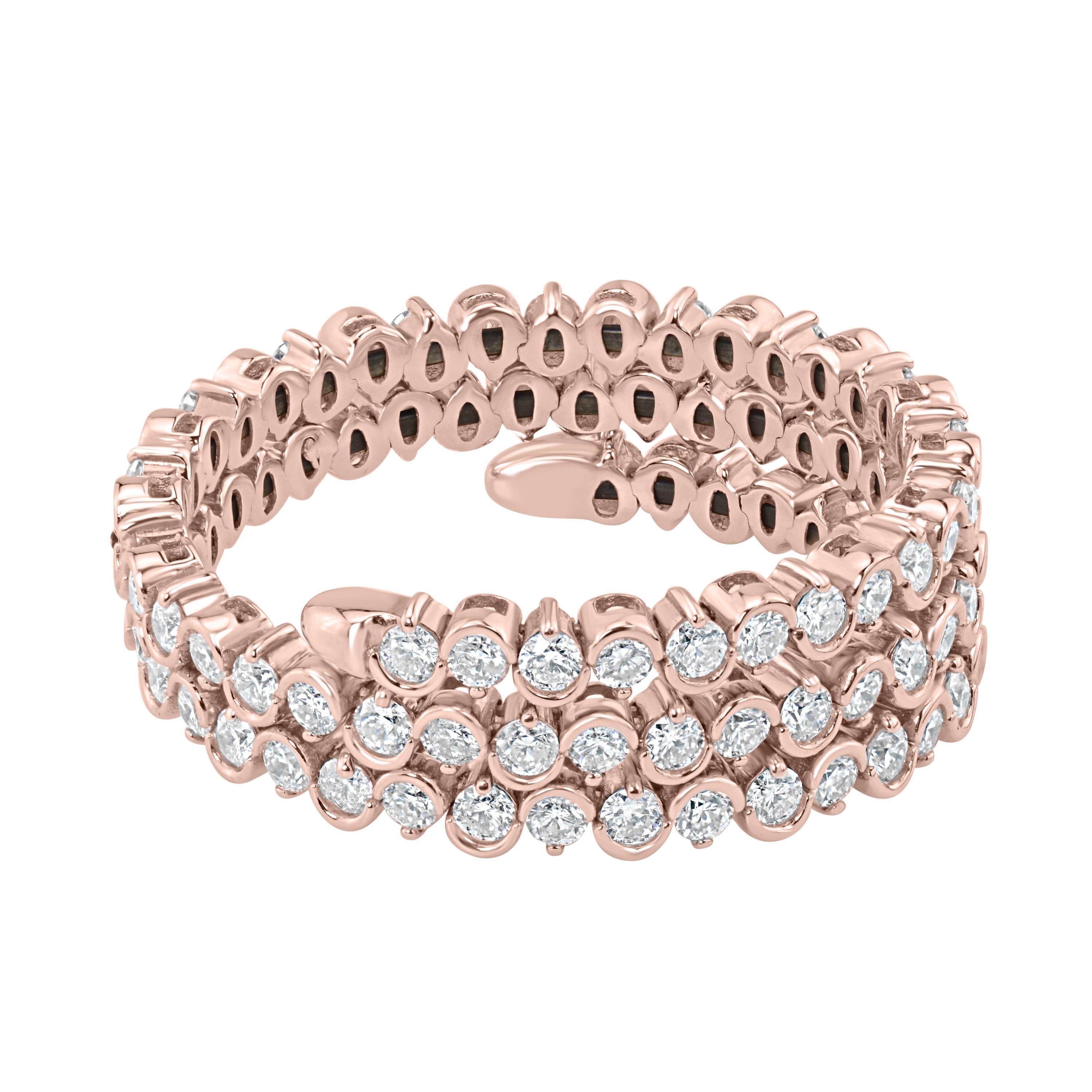 Round Cut Round Diamond Band Ring in 18 Karat Rose Gold