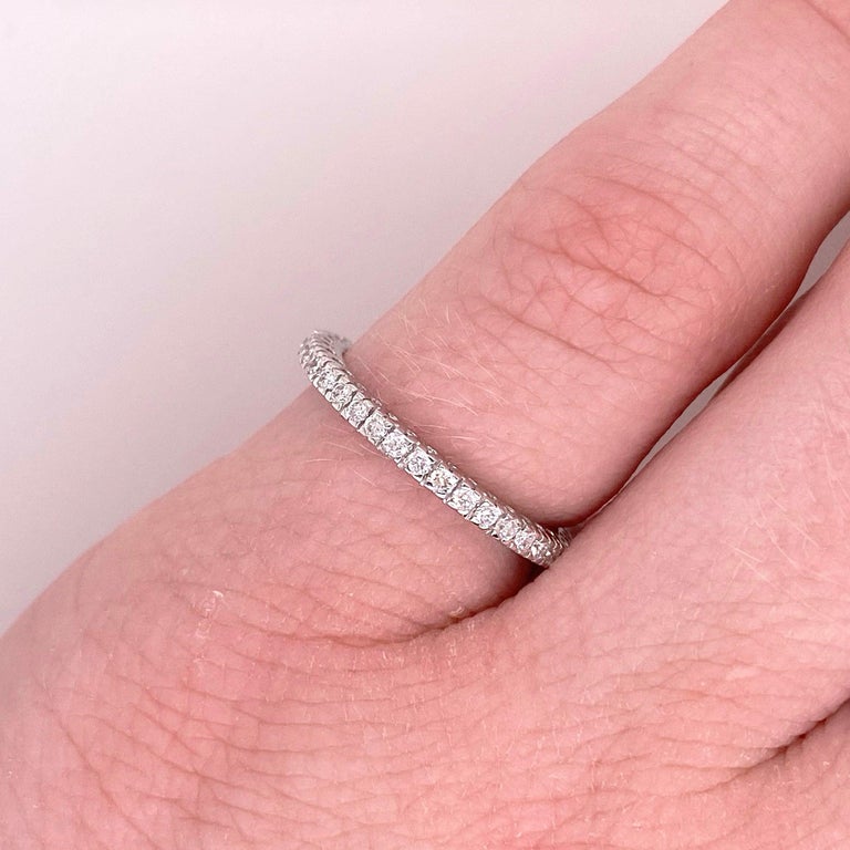 For Sale:  Round Diamond Band Ring, White Gold Band, 3/4 Wedding Band, Stackable 2