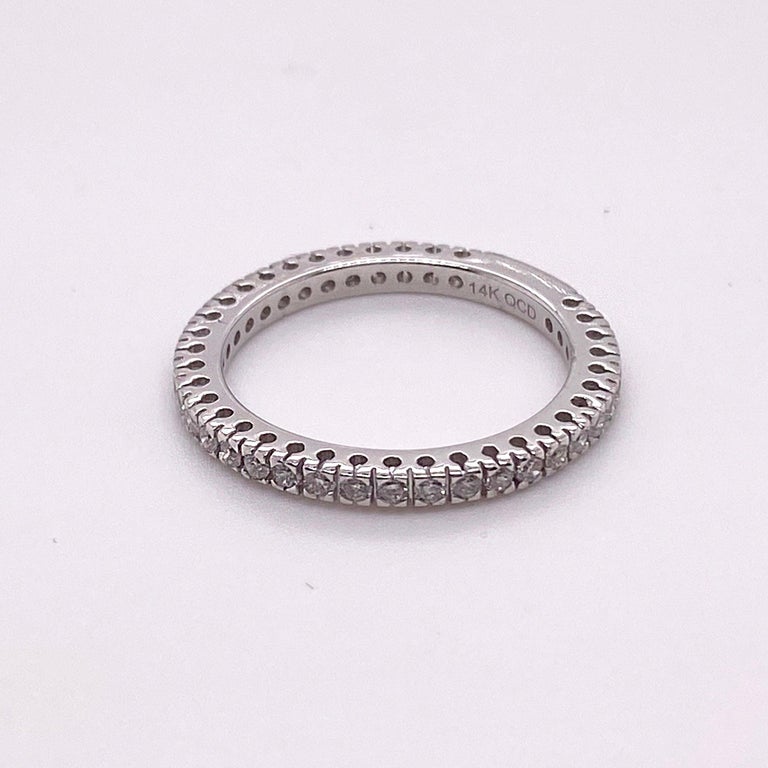 For Sale:  Round Diamond Band Ring, White Gold Band, 3/4 Wedding Band, Stackable 3