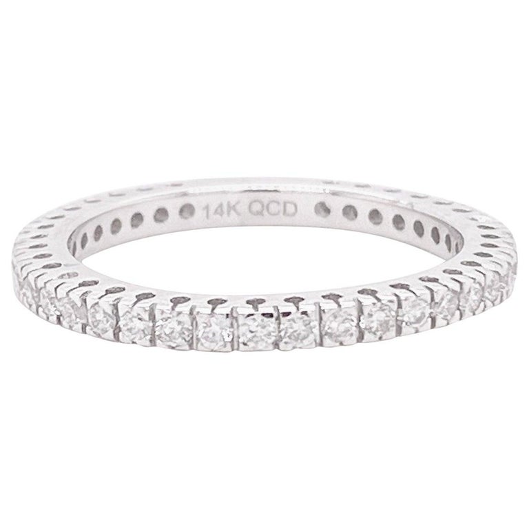 For Sale:  Round Diamond Band Ring, White Gold Band, 3/4 Wedding Band, Stackable