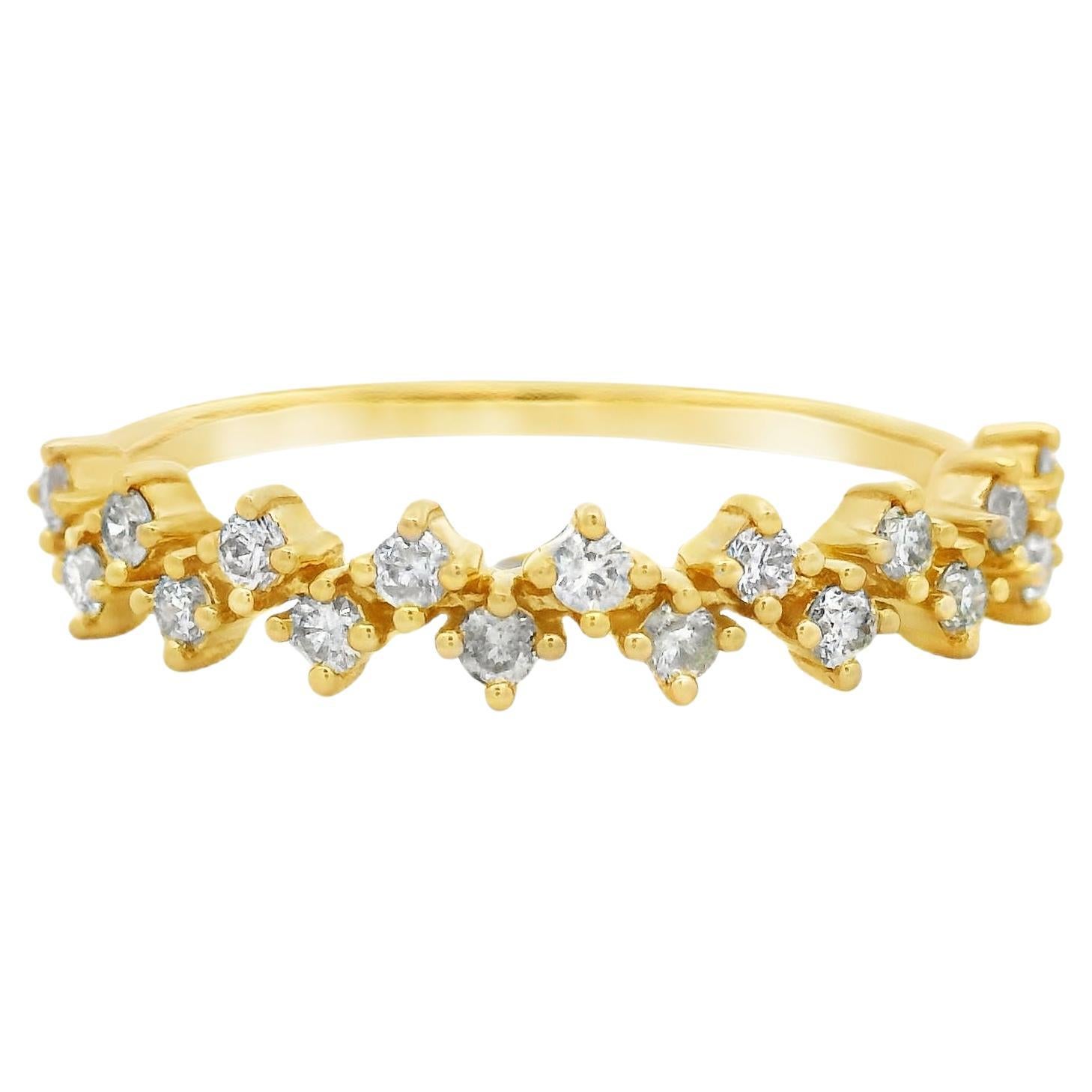 Round Diamond Band Ring with 0.24 Carat Total Weight in 14K Yellow Gold Size 7