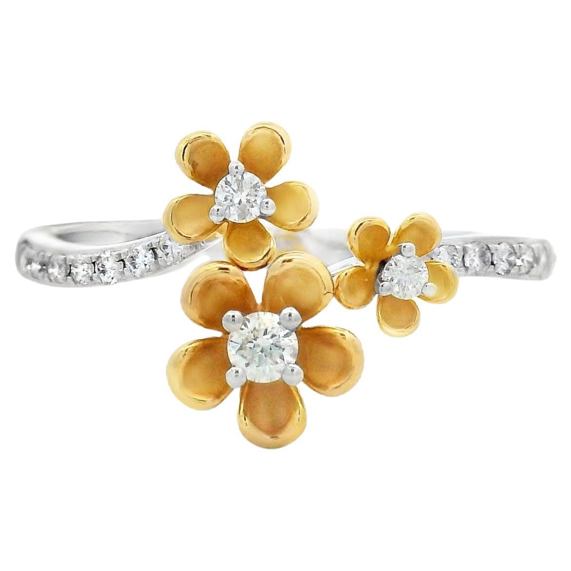 Round Diamond Band Ring with 0.25 Carat Total Weight in 14K Two-Tone Gold Size 7