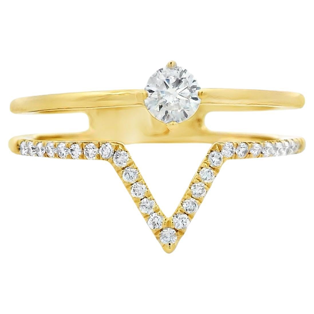 Round Diamond Band Ring with 0.33 Carat Total Weight in 14K Yellow Gold Size 7