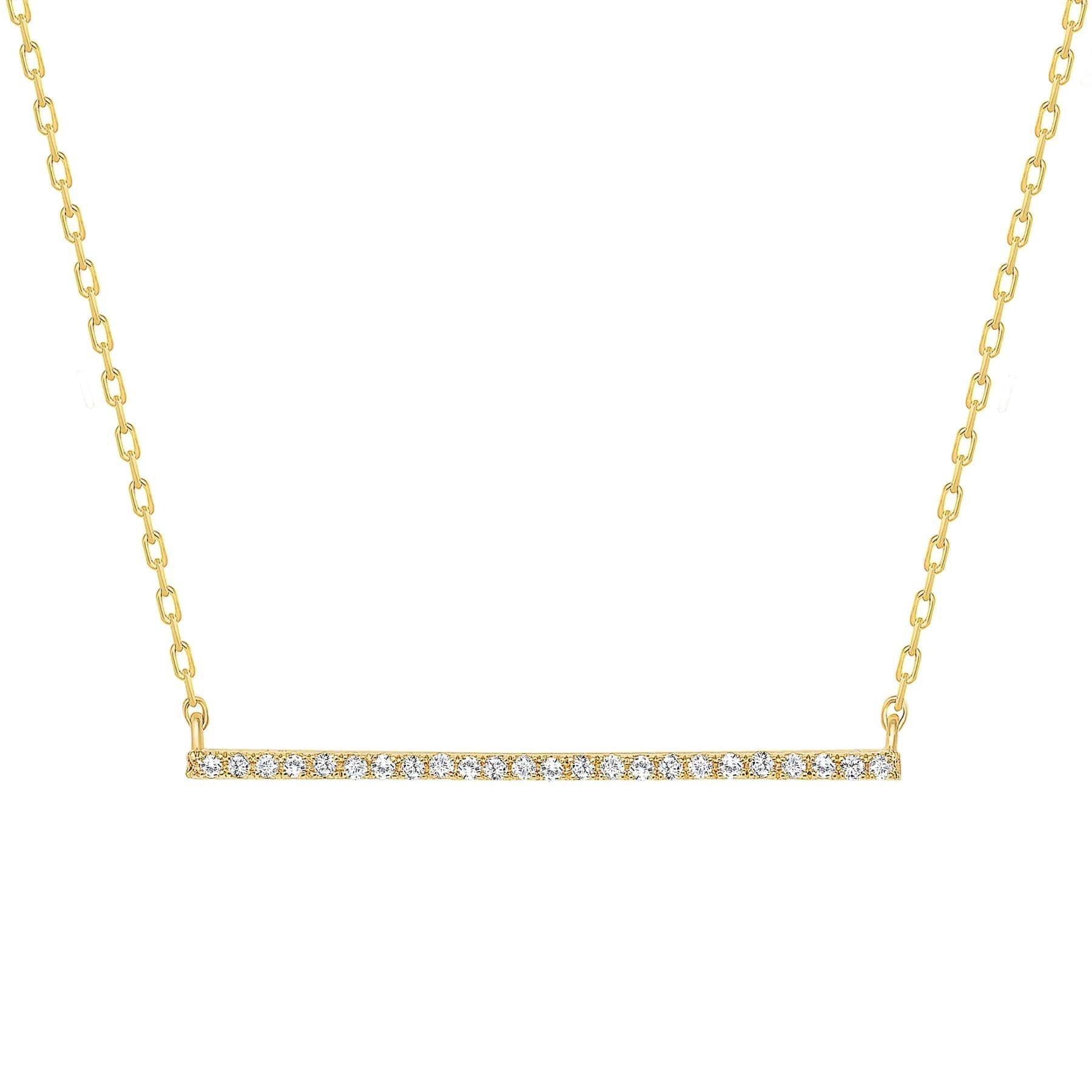 The Nature Inspired Butterfly Diamond 14K Gold Pendant Necklace is the perfect blend of elegance and modern design, showcasing a delicate bar adorned with sparkling round-cut diamonds. Crafted with precision in your choice of 14k gold, 18k gold, or