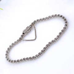Round Diamond Bezel Set Bracelet 1.00 Carat 14 Karat White Gold