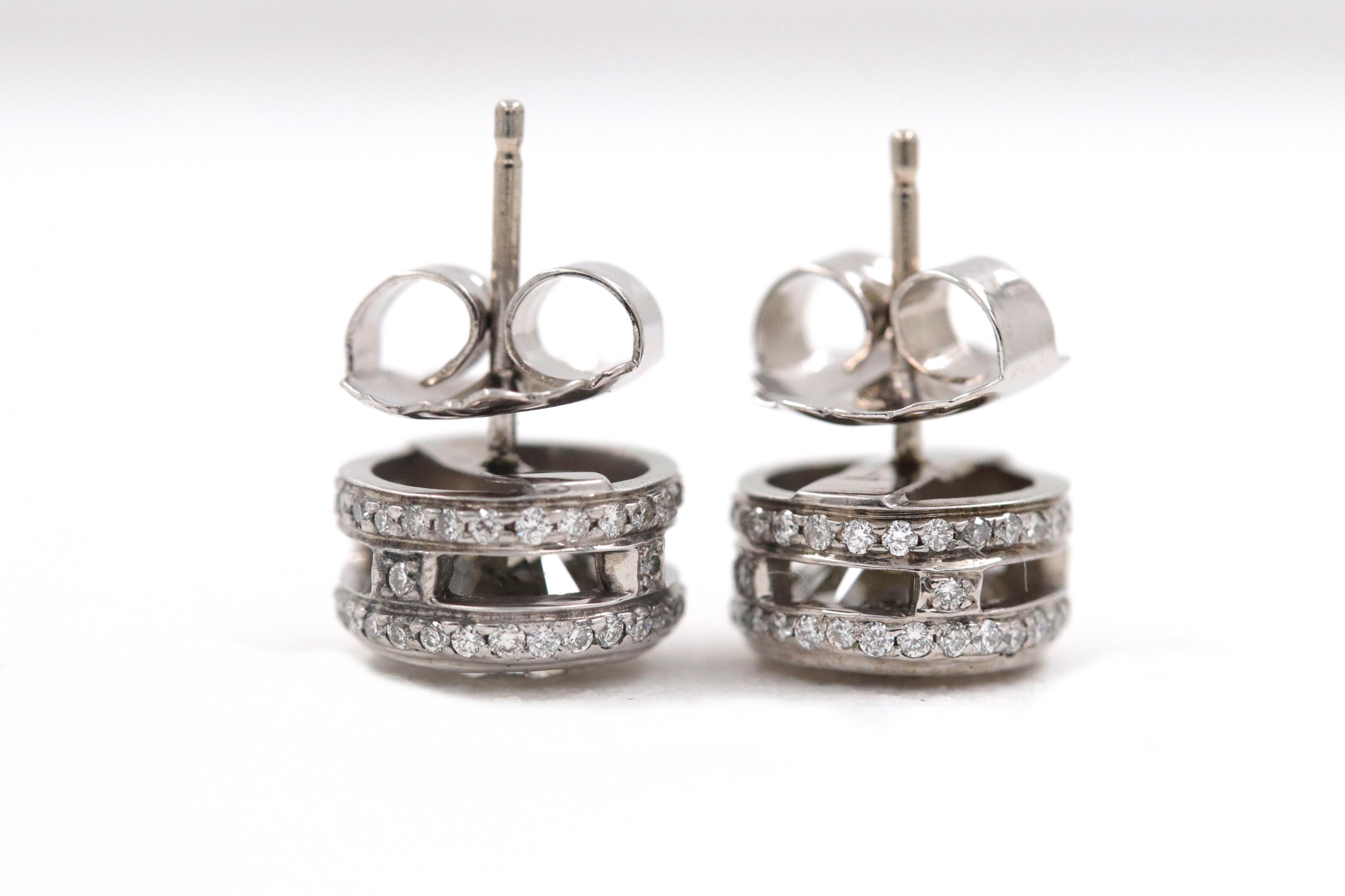 Round Diamond Bezel Set Earrings 5.87 Carat in 14 Karat White Gold 7
