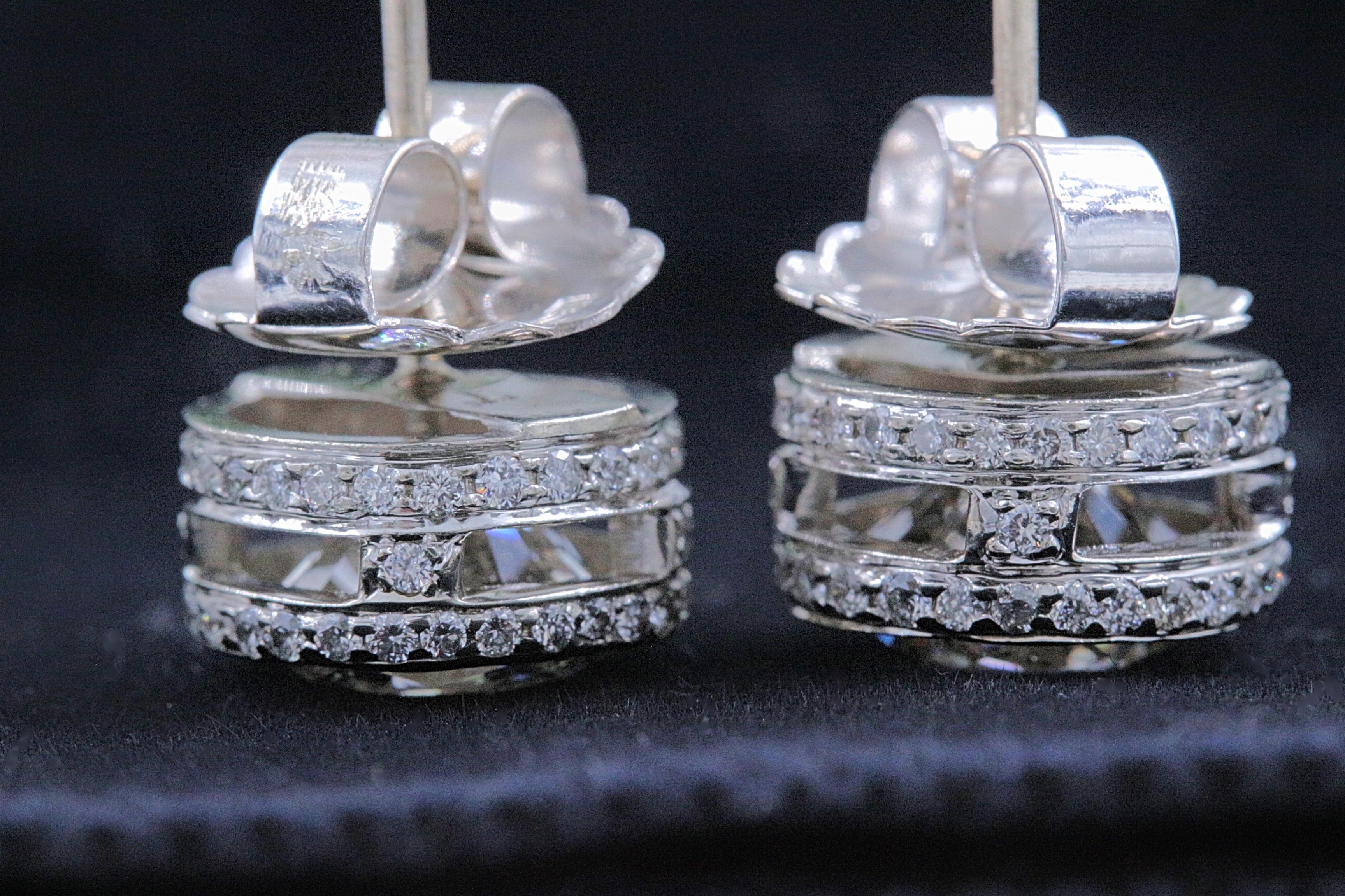 Round Diamond Bezel Set Earrings 5.87 Carat in 14 Karat White Gold 3
