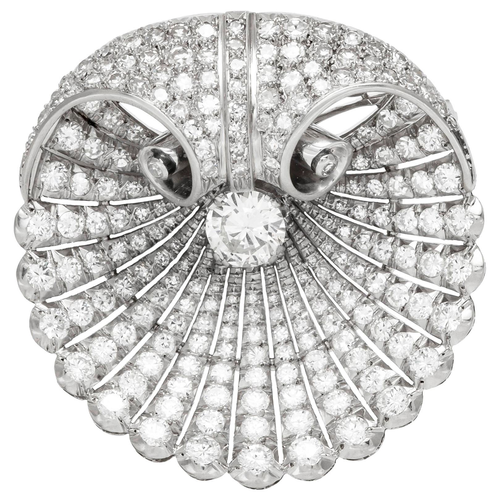 21.48 Carat Diamond Seashell Brooch