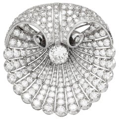 Vintage 21.48 Carat Diamond Seashell Brooch