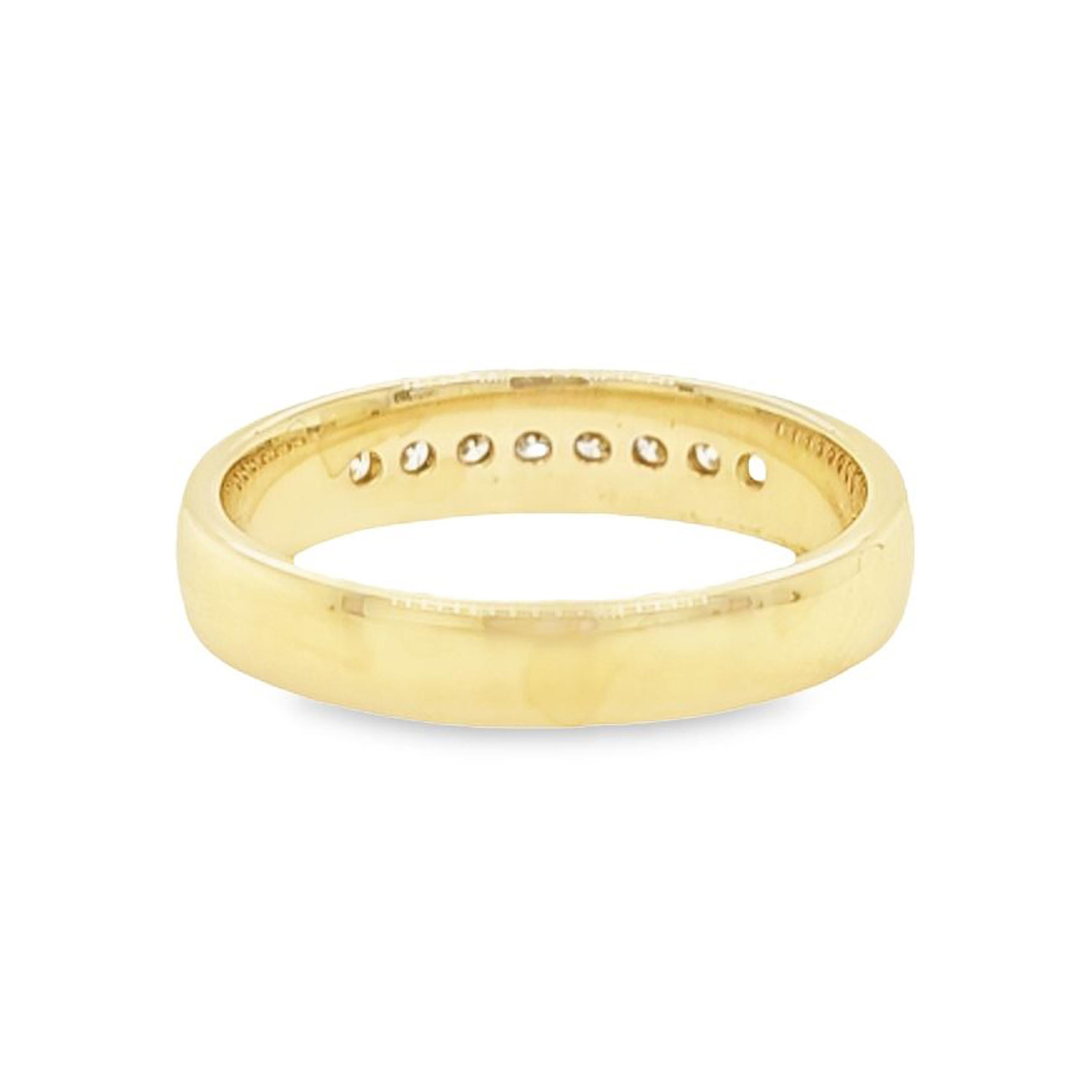 Men's Round Diamond Channel Band in Yellow Gold For Sale