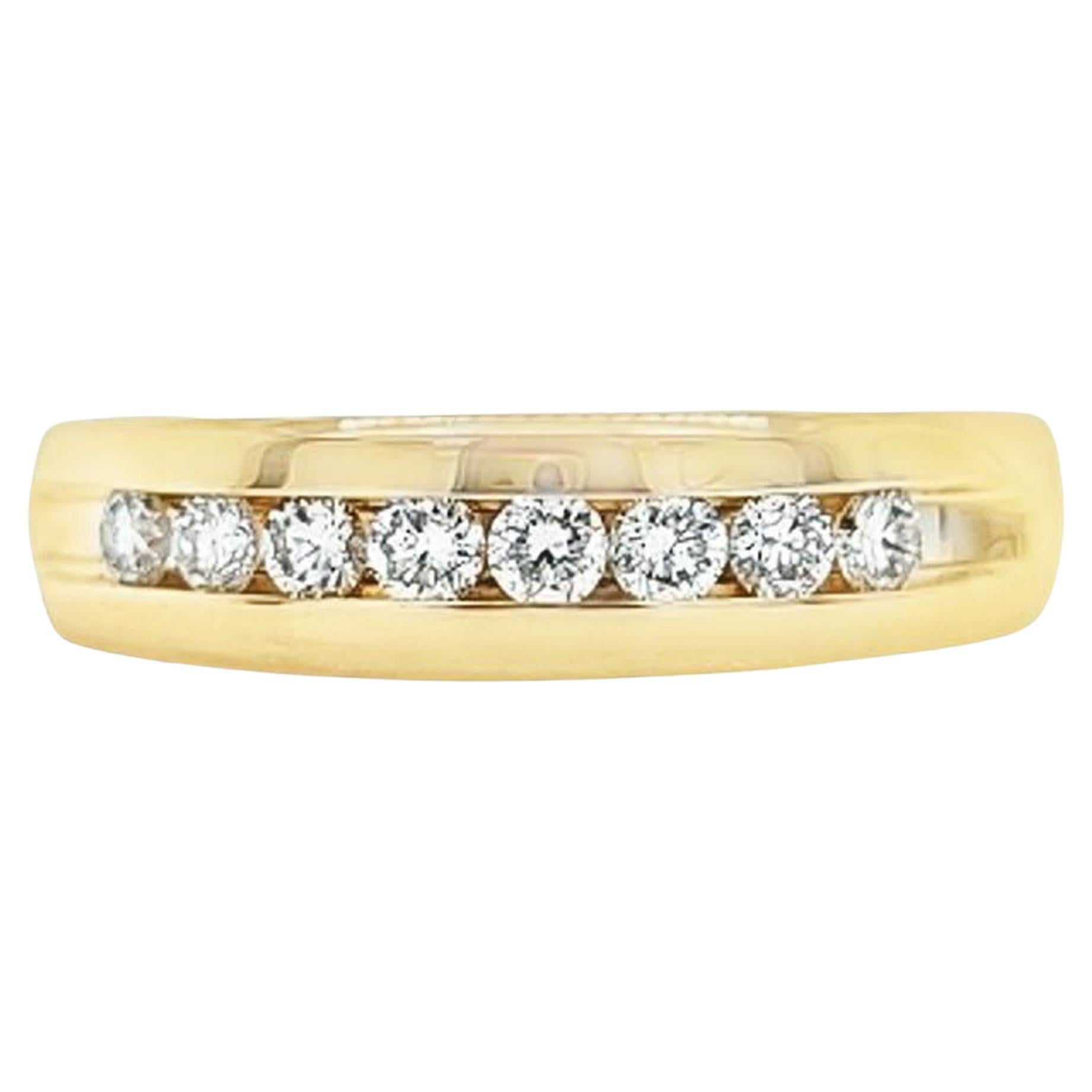 Round Diamond Channel Band in Yellow Gold