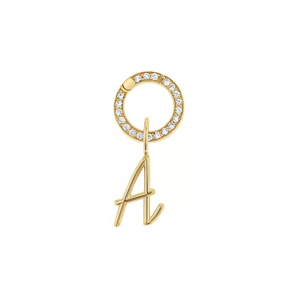Round Cut Round Diamond Charm Connector for Necklace in 14K Solid Yellow Gold For Sale