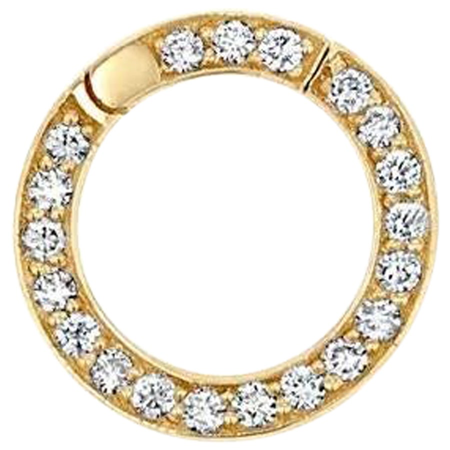 Round Diamond Charm Connector for Necklace in 14K Solid Yellow Gold