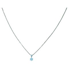 Round diamond classic solitaire pendant necklace 18k white gold